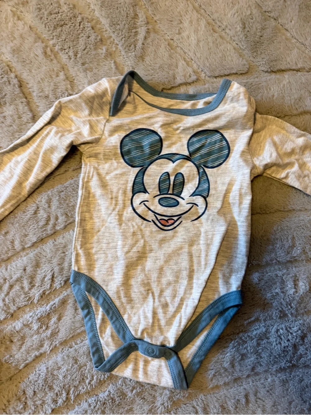 Mickey Mouse Three Piece Baby Set - Blue & Cream
